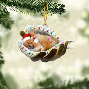 Pomeranian 2 Sleeping Angel In God Hand Christmas Ornament