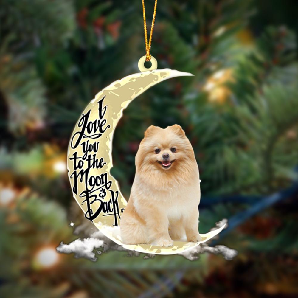 Pomeranian I Love You To The Moon And Back Hanging Ornament