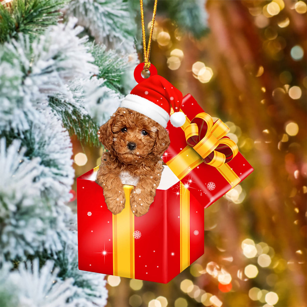 Poodle06 In Red Gift Box Christmas Ornament