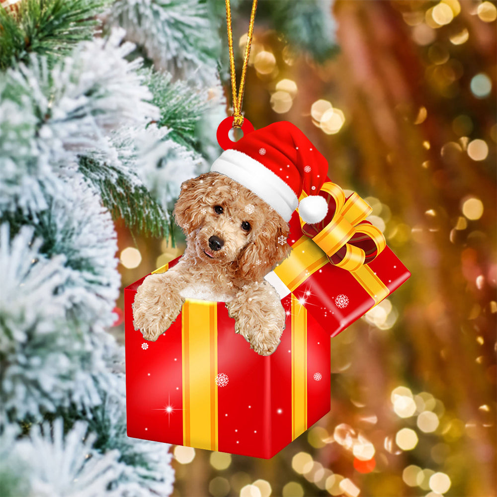 Poodle 2 In Red Gift Box Christmas Ornament