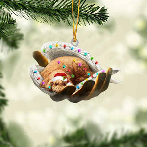 Poodle Sleeping Angel In God Hand Christmas Ornament