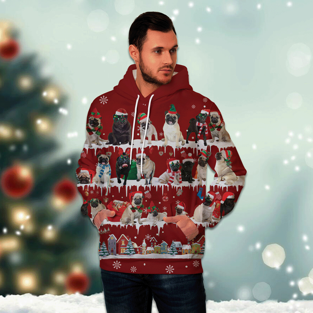 Pug - Snow Christmas - 3D Hoodie