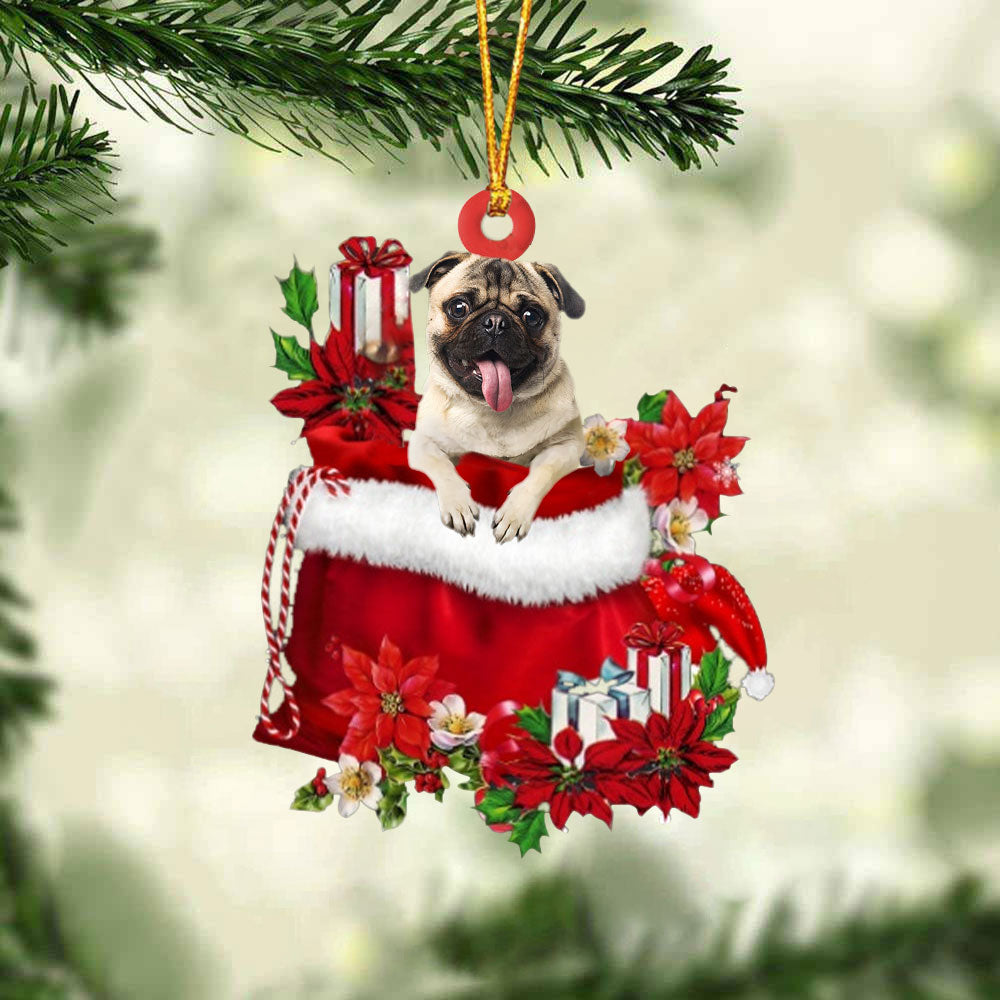 Pug In Gift Bag Christmas Ornament