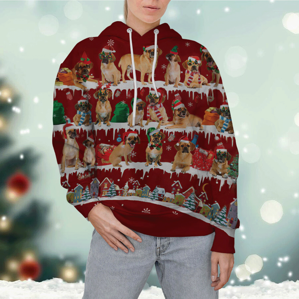 Puggle - Snow Christmas - 3D Hoodie