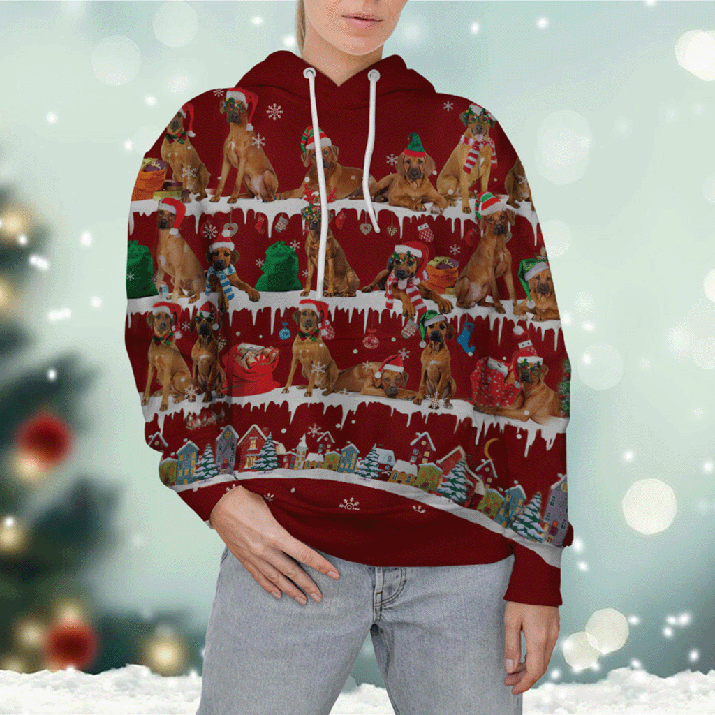 Rhodesian Ridgeback - Snow Christmas - 3D Hoodie