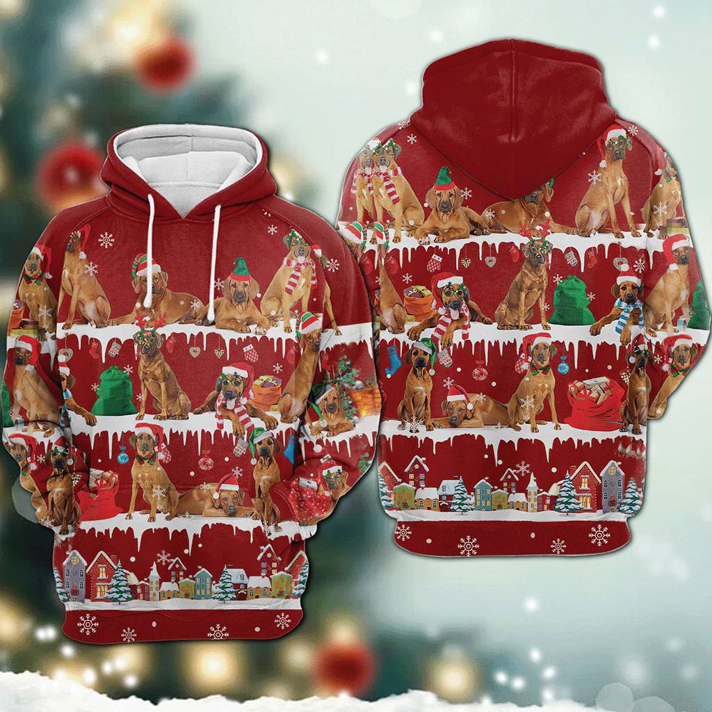 Rhodesian Ridgeback - Snow Christmas - 3D Hoodie