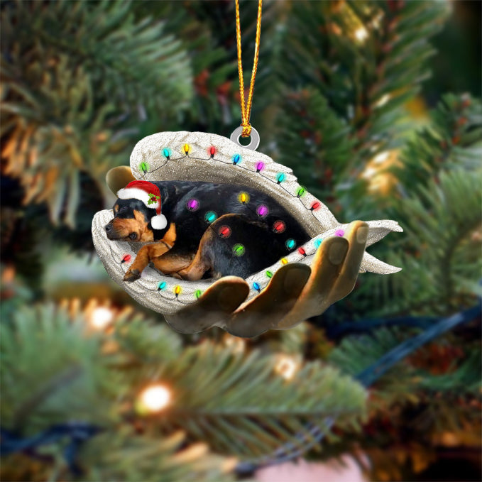 Rottweiler Sleeping Angel In God Hand Christmas Ornament