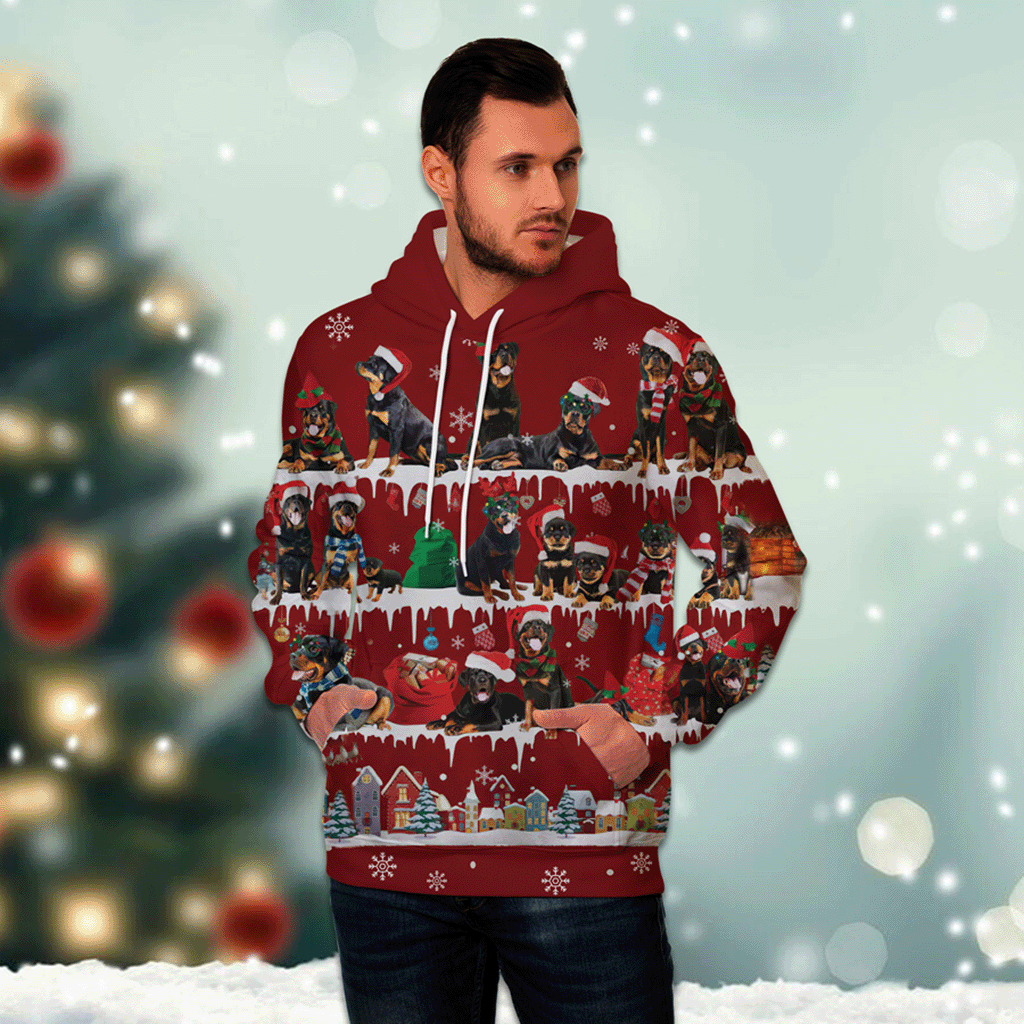 Rottweiler - Snow Christmas - 3D Hoodie