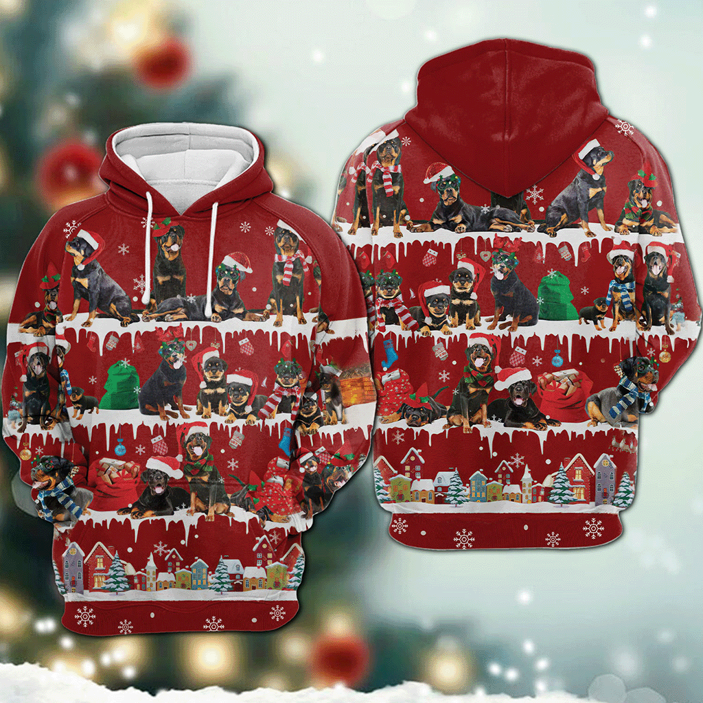 Rottweiler - Snow Christmas - 3D Hoodie