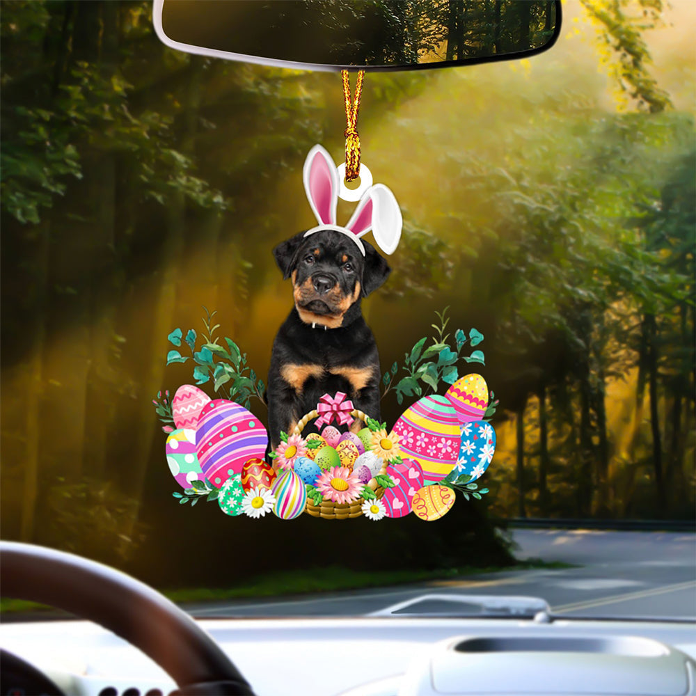 Rottweiler Happy Easter Car Hanging Ornament