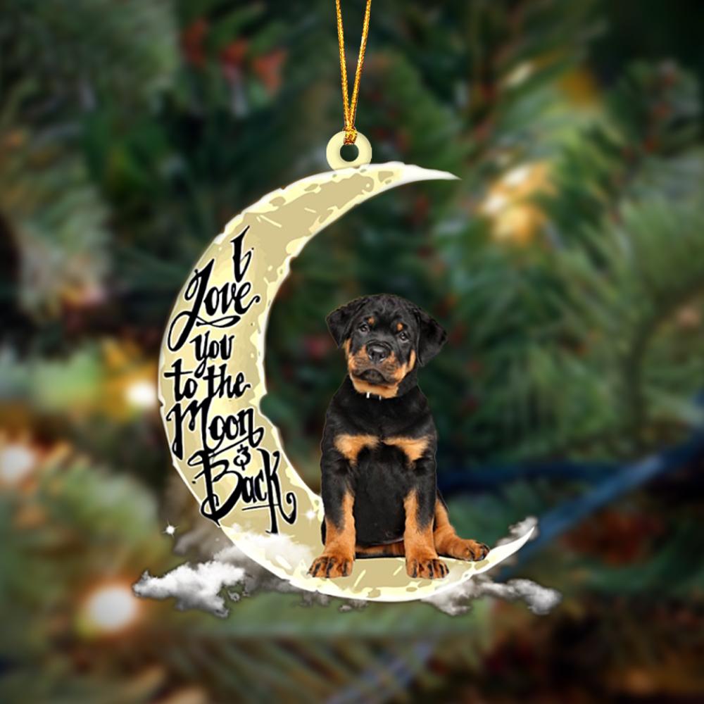 Rottweiler I Love You To The Moon And Back Hanging Ornament