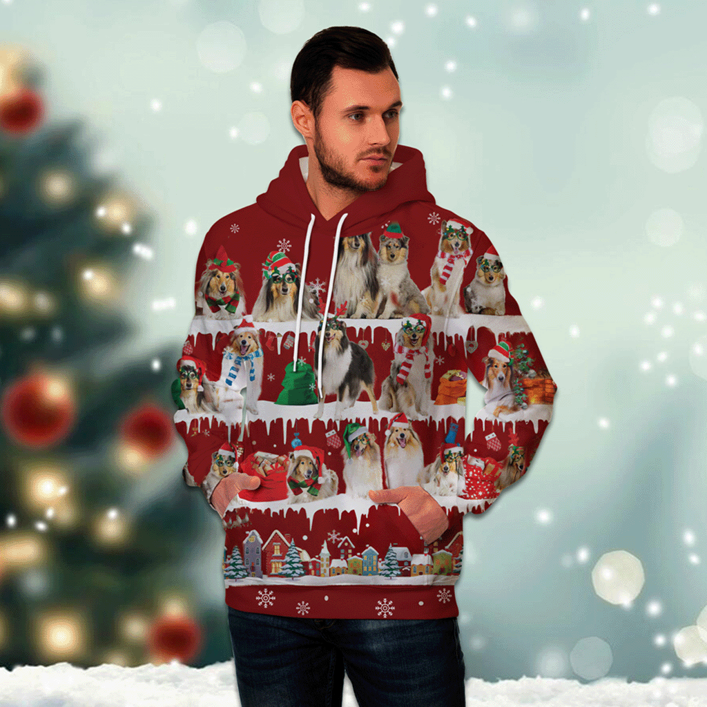 Rough Collie - Snow Christmas - 3D Hoodie