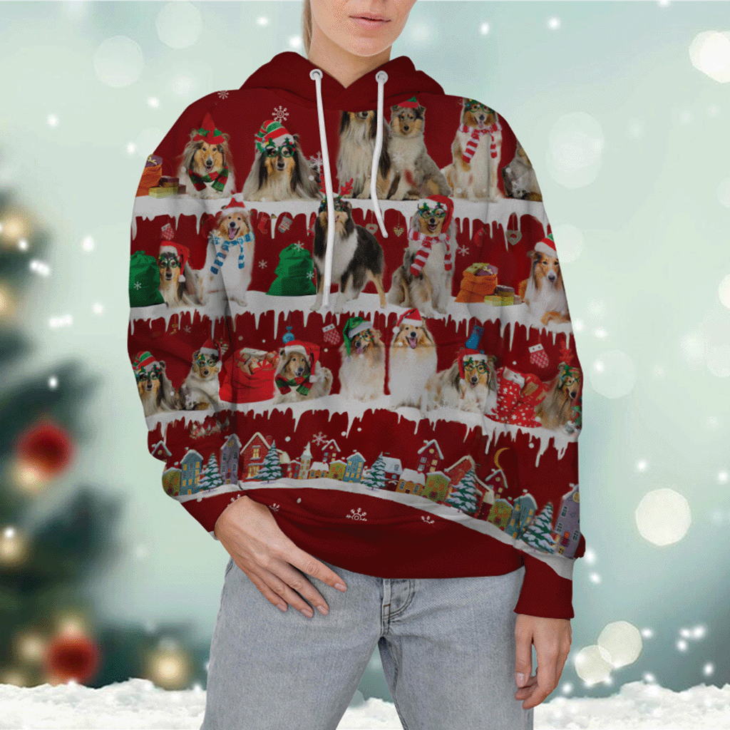 Rough Collie - Snow Christmas - 3D Hoodie