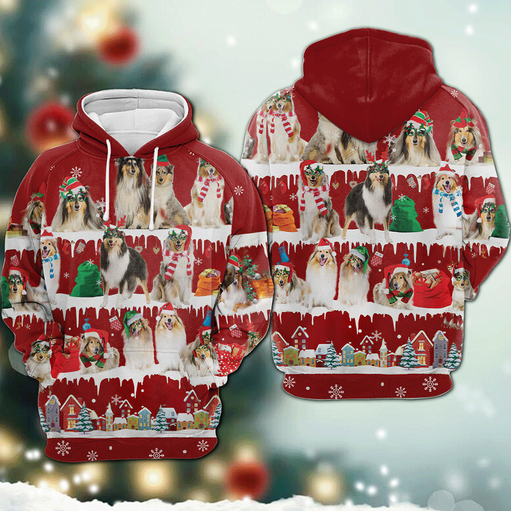 Rough Collie - Snow Christmas - 3D Hoodie