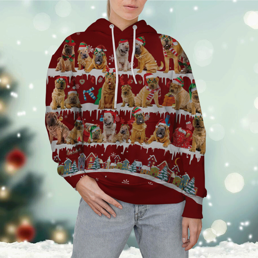 Shar Pei - Snow Christmas - 3D Hoodie
