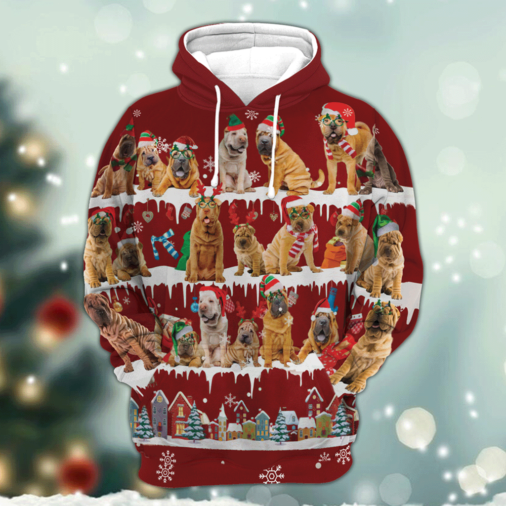 Shar Pei - Snow Christmas - 3D Hoodie