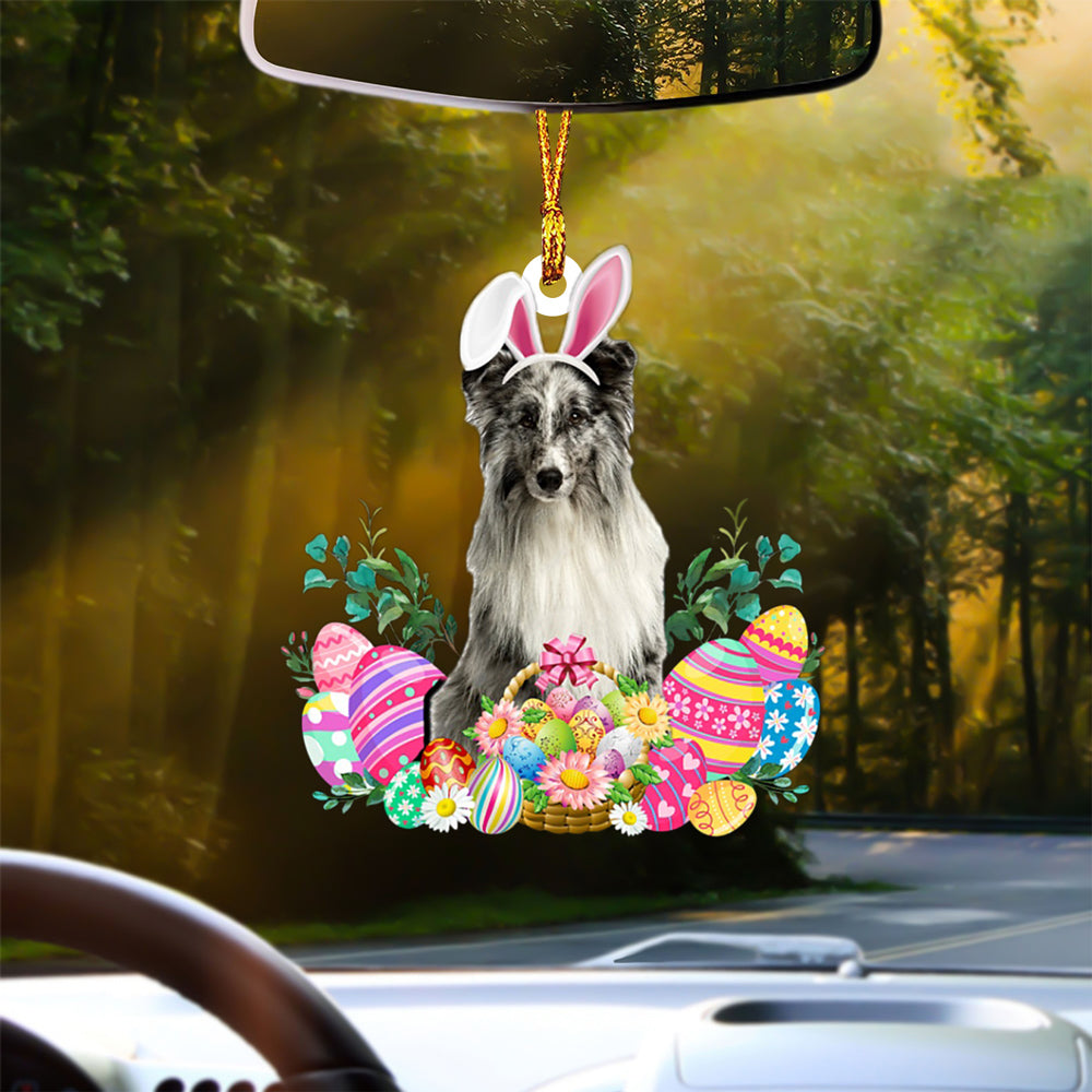 Shetland Sheepdog Happy Easter Car Hanging Ornament