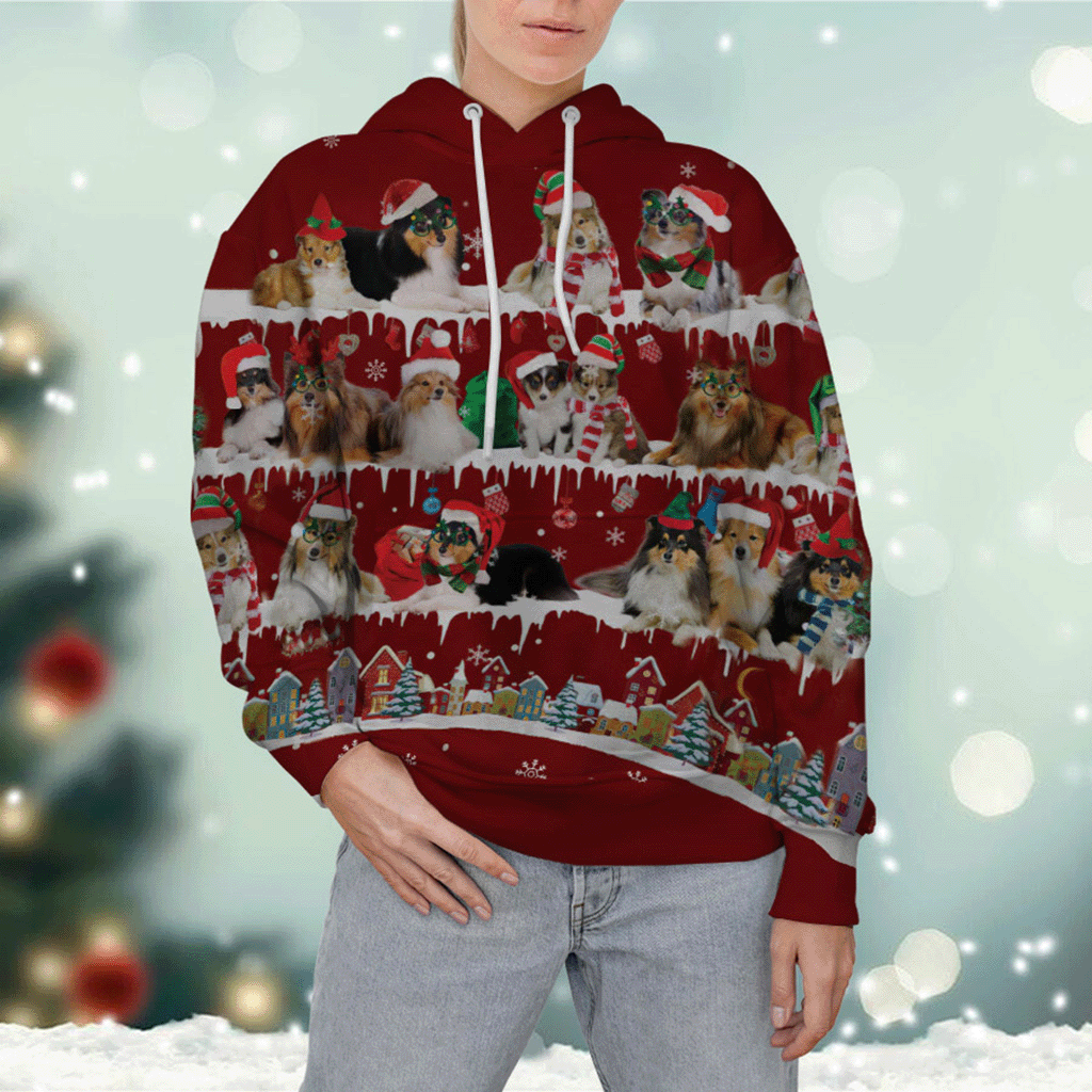 Shetland Sheepdog - Snow Christmas - 3D Hoodie