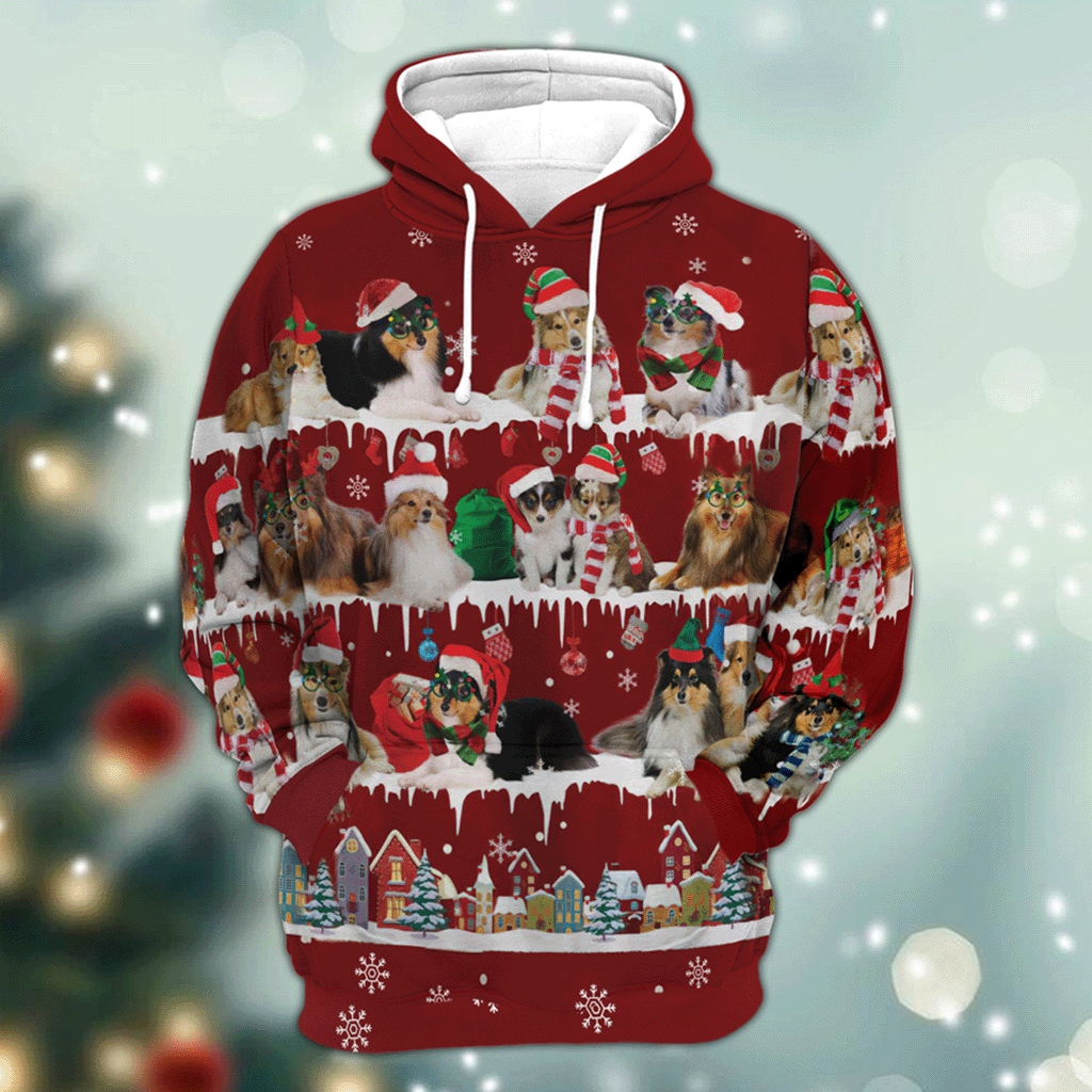 Shetland Sheepdog - Snow Christmas - 3D Hoodie