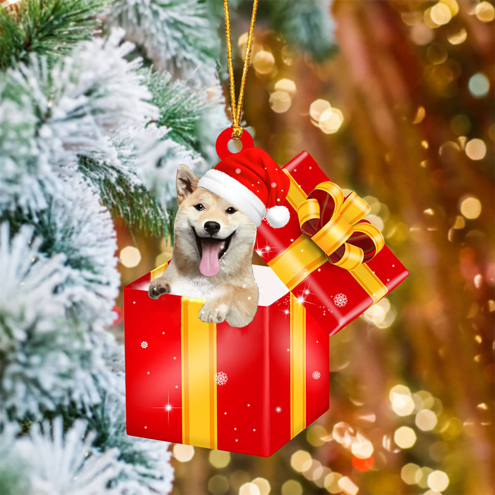 Shiba Inu06 In Red Gift Box Christmas Ornament