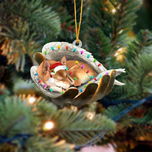 Shiba inu Sleeping Angel In God Hand Christmas Ornament
