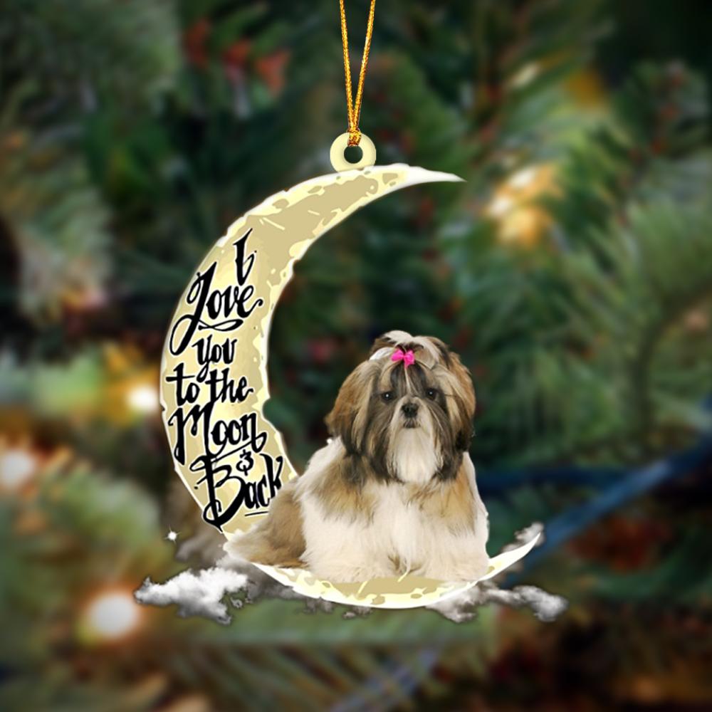 Shih Tzu I Love You To The Moon And Back Hanging Ornament