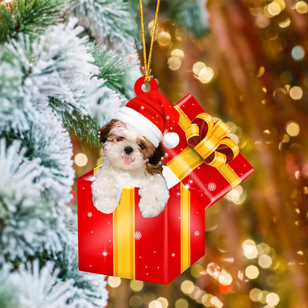 Shih Tzu01 In Red Gift Box Christmas Ornament