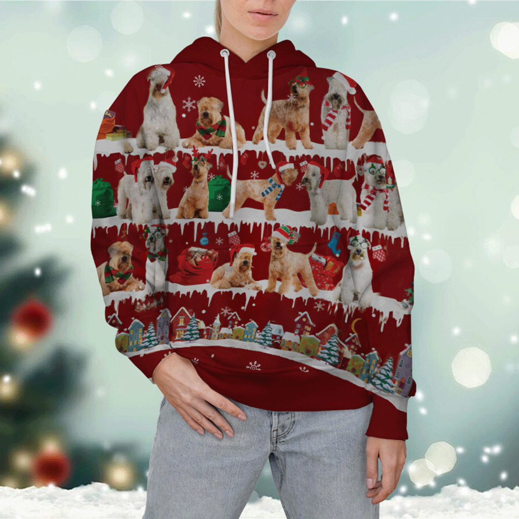 Soft Coated Wheaten Terrier - Snow Christmas - 3D Hoodie