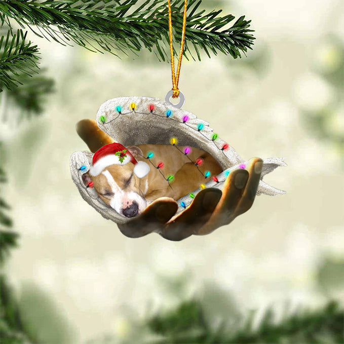 Staffordshire Bull Terrier 2 Sleeping Angel In God Hand Christmas Ornament
