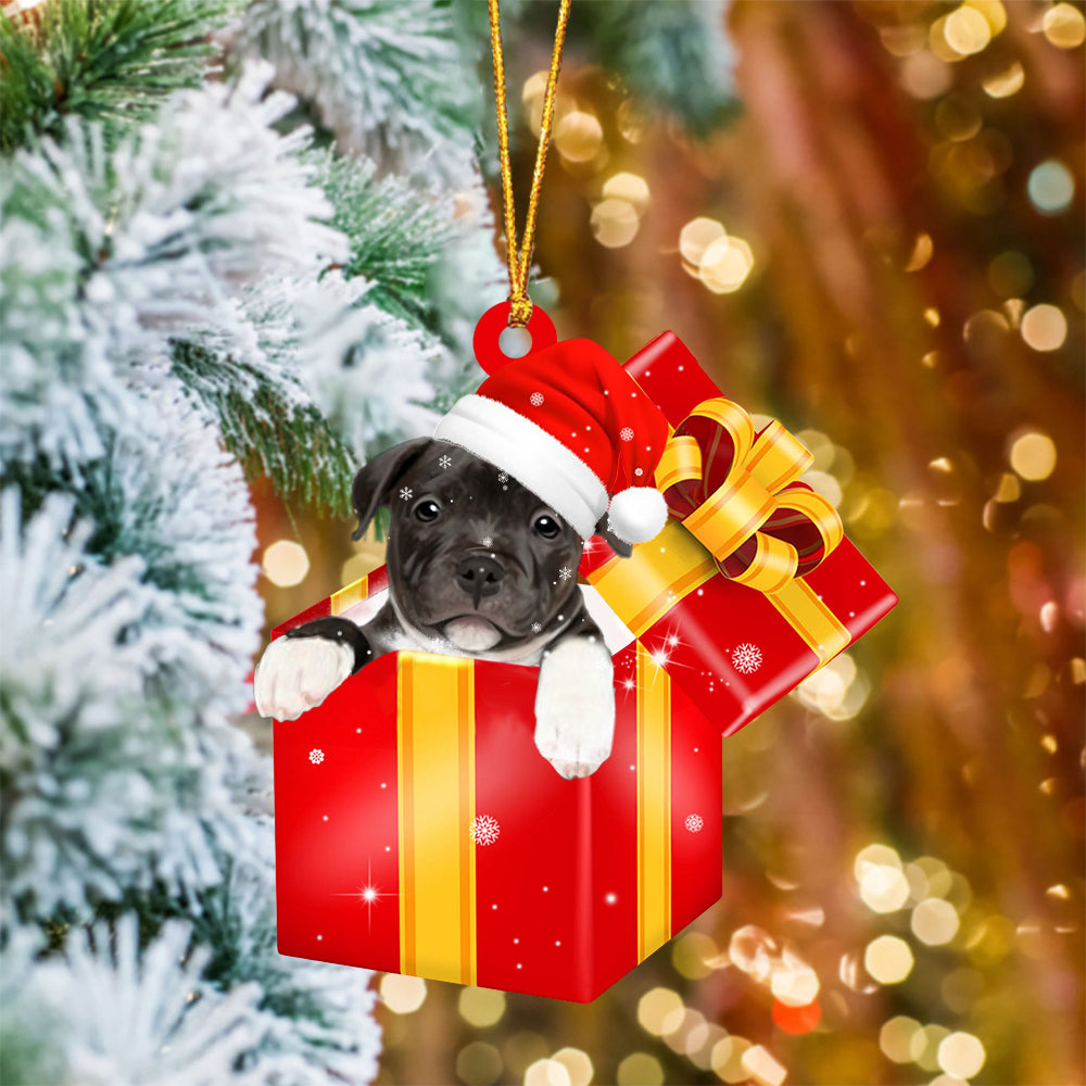 Staffordshire Bull Terrier07 In Red Gift Box Christmas Ornament