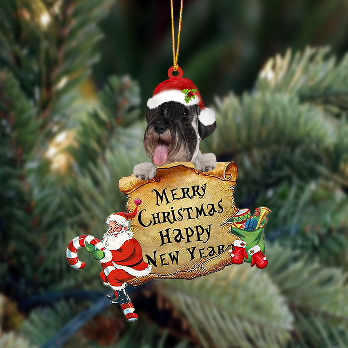 Standard Schnauzer Merry Christmas&Happy New Year Hanging Ornament