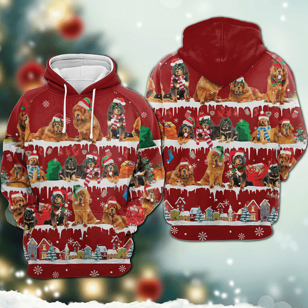 Tibetan Mastiff - Snow Christmas - 3D Hoodie