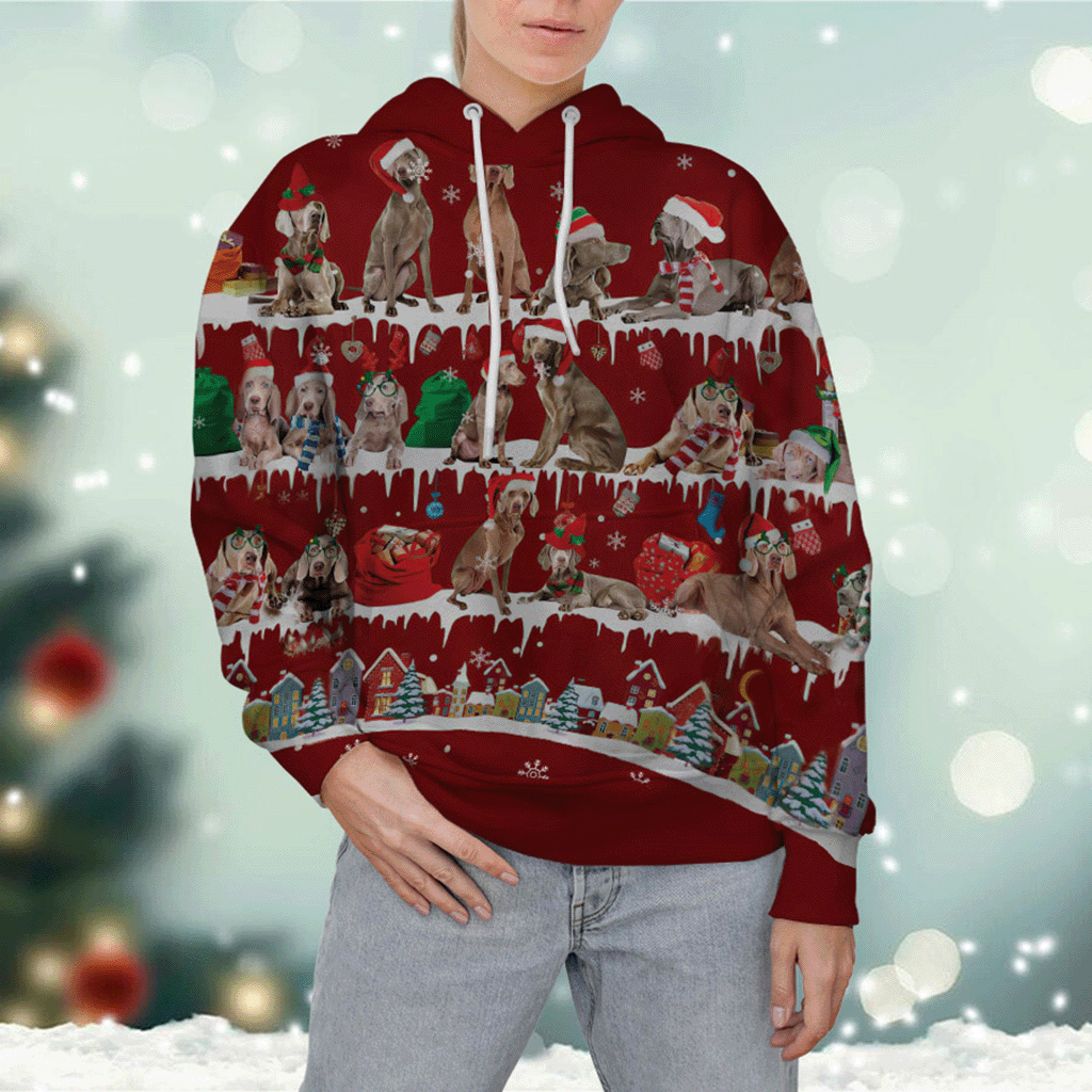 Weimaraner - Snow Christmas - 3D Hoodie
