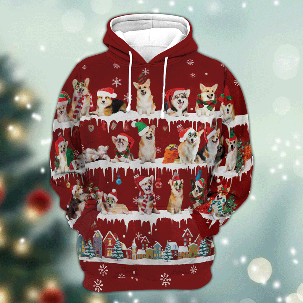 Welsh Corgi - Snow Christmas - 3D Hoodie