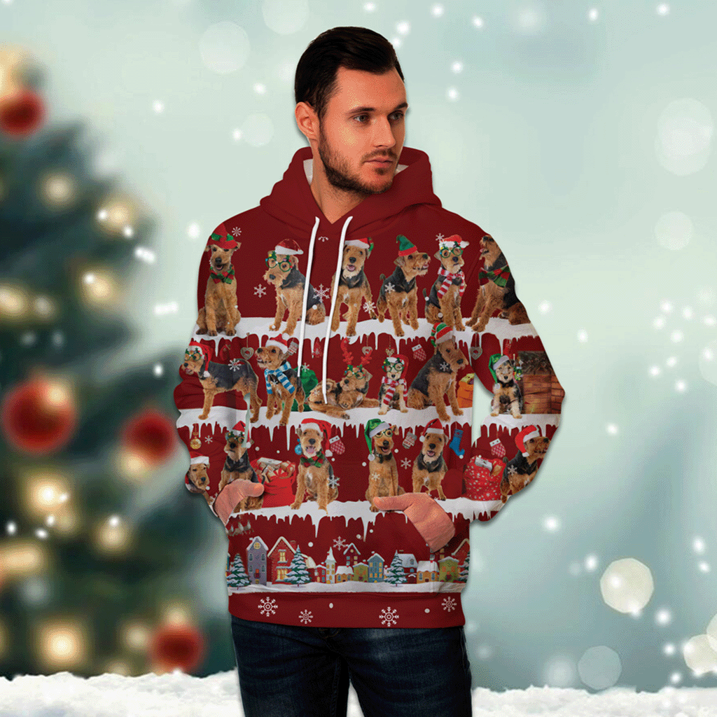 Welsh Terrier - Snow Christmas - 3D Hoodie