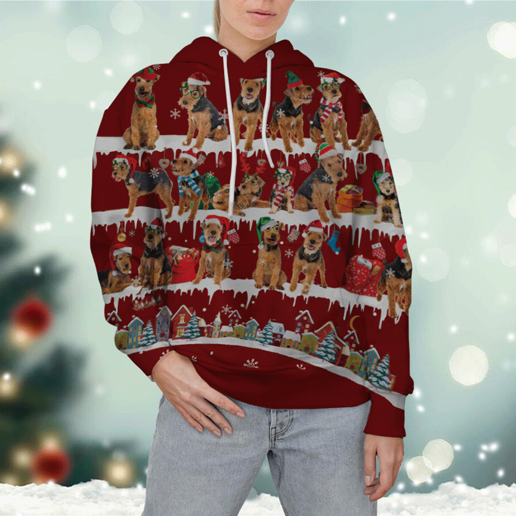 Welsh Terrier - Snow Christmas - 3D Hoodie