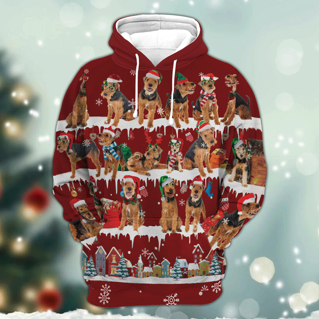 Welsh Terrier - Snow Christmas - 3D Hoodie