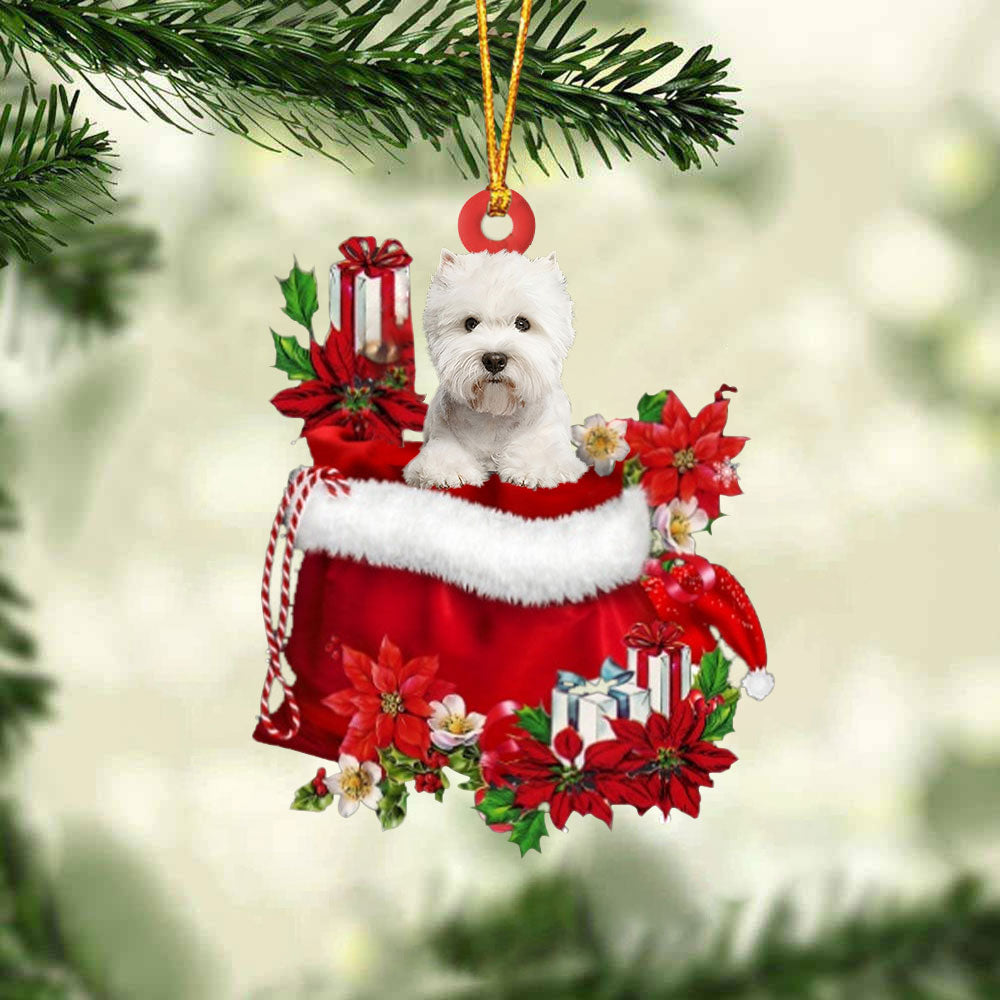 West Highland White Terrier Dog In Gift Bag Christmas Ornament