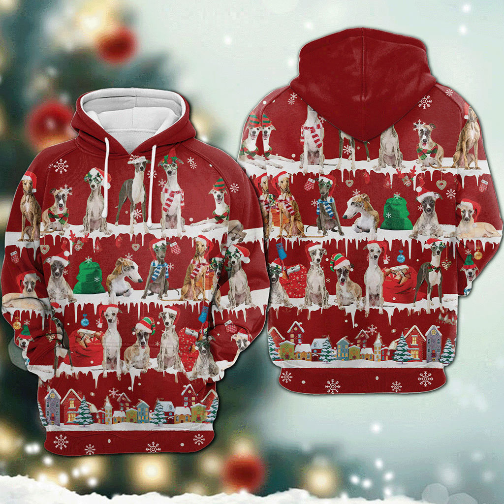 Whippet - Snow Christmas - 3D Hoodie