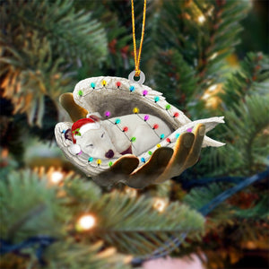 White Staffie_1 Sleeping Angel In God Hand Christmas Ornament