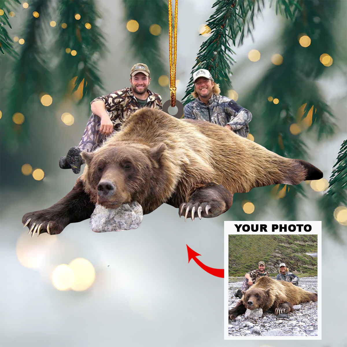 Personalized Hunting Upload Photo Christmas Ornament