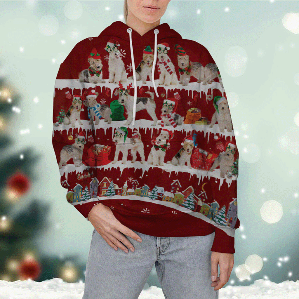 Wire Hair Fox Terrier - Snow Christmas - 3D Hoodie