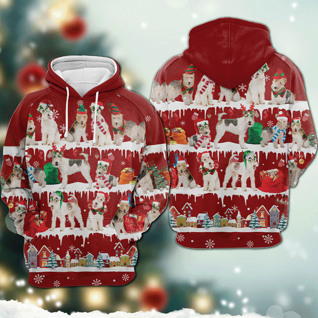 Wire Hair Fox Terrier - Snow Christmas - 3D Hoodie