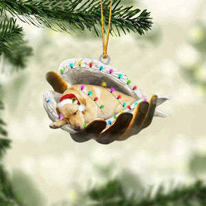 Yellow Labrador Sleeping Angel In God Hand Christmas Ornament