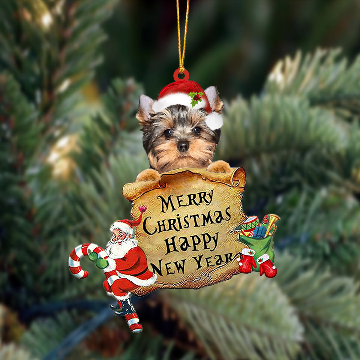 YorkShire Terrier Merry Christmas&Happy New Year Hanging Ornament