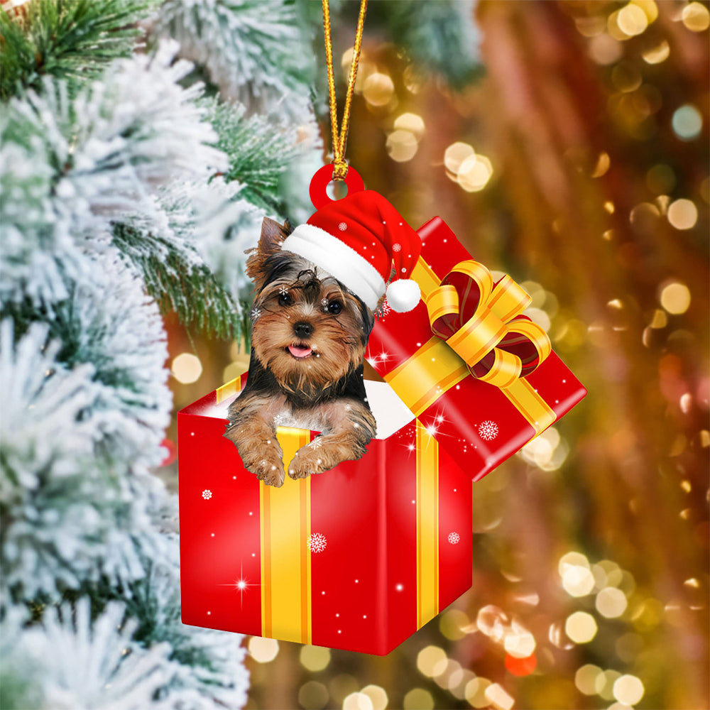 Yorkshire In Red Gift Box Christmas Ornament