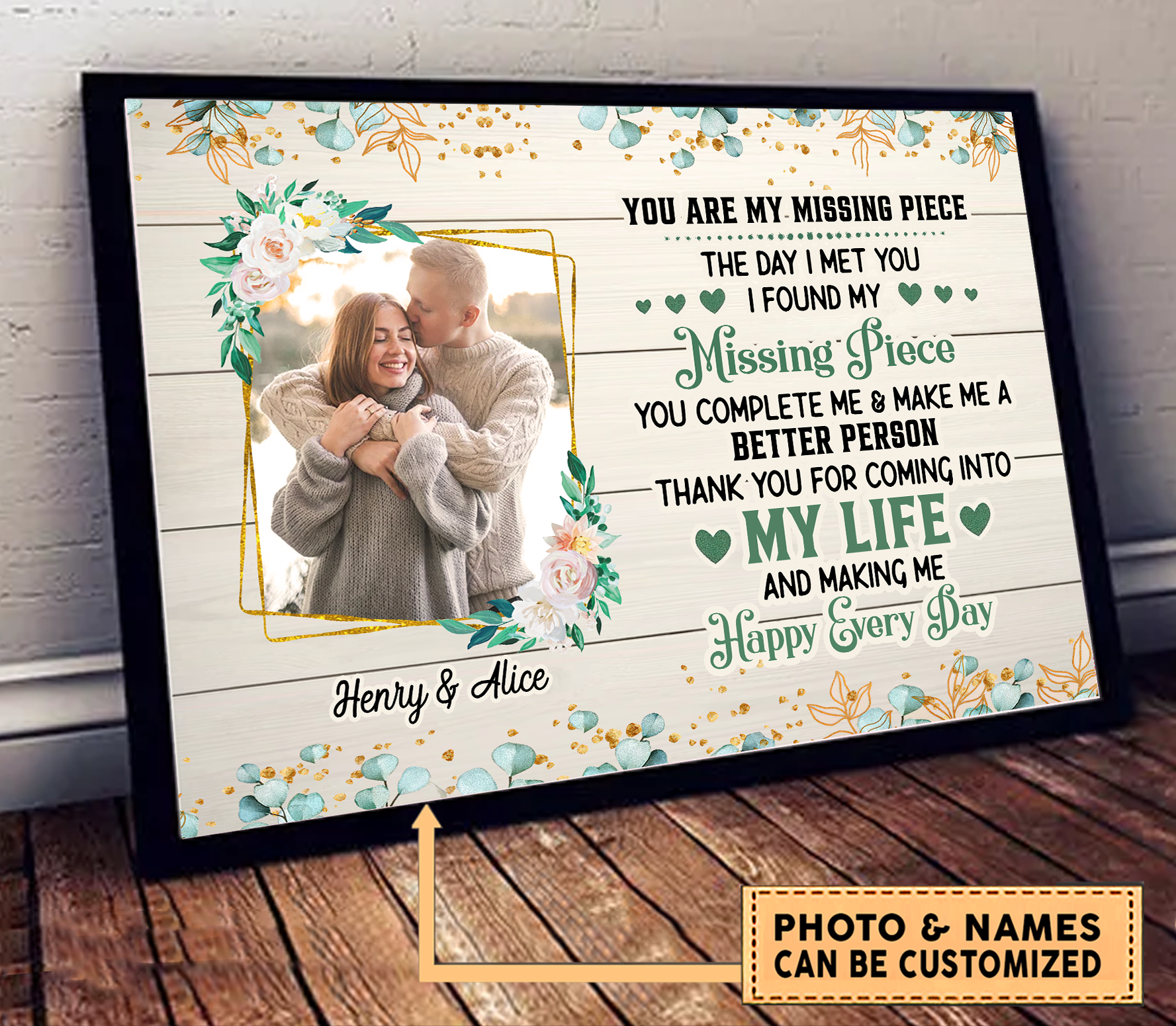 You Are My Missing Piece Couple Personalized Poster, Personalized Valentine Gift for Couples, Husband, Wife, Parents, Lovers
