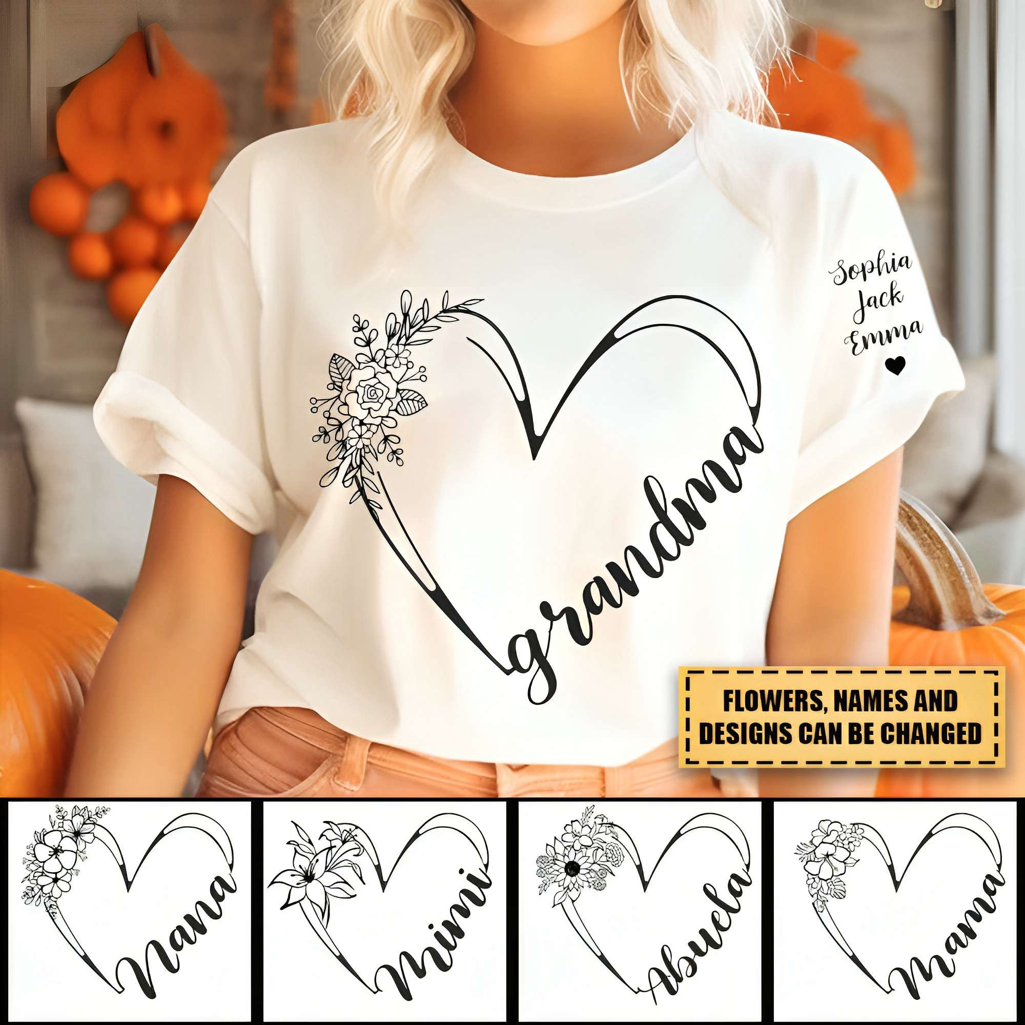 Grandma Floral - Personalized Shirt - Gift For Grandma