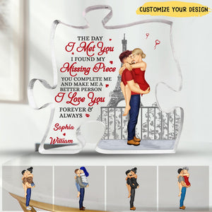 I Love You Forever And Always - Couple Personalized Custom Puzzle Shaped Acrylic Plaque - Gift For Husband Wife, Anniversary