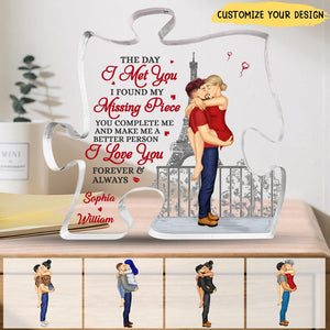 I Love You Forever And Always - Couple Personalized Custom Puzzle Shaped Acrylic Plaque - Gift For Husband Wife, Anniversary